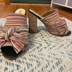 Sam Edelman multi-color stripped chunky heels